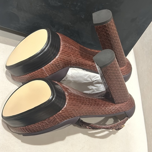 Rachel Zoe brown Parton calf Lea with real snake size 9 New in box & dust cover - Picture 5 of 9